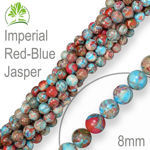 Korálky z minerálů Imperial Red-Blue Jasper přírodní polodrahokam. Velikost pr.8mm. Balení 10Ks