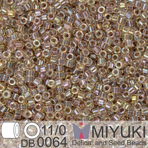 Korálky Miyuki Delica 11/0. Barva Taupe Lined Crystal AB  DB0064. Balení 5g.