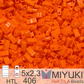 Korálky Miyuki Half Tila. Barva Opaque Orange HTL 406 Balení 3g