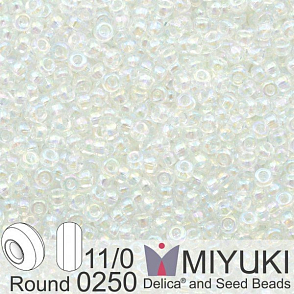 Korálky Miyuki Round 11/0. Barva 0250 Crystal AB. Balení 5g