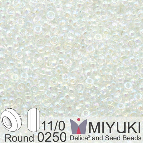 Korálky Miyuki Round 11/0. Barva 0250 Crystal AB. Balení 5g