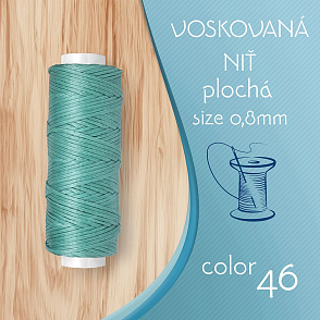 Voskovaná nit 0,8mm PLOCHÁ cívka 30m barva č.46 Turquoise