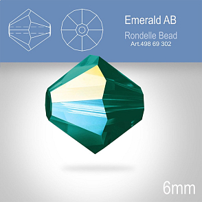 PRECIOSA Bicone MC BEAD (sluníčko) velikost 6mm. Barva EMERALD Aurore Boreale. Balení 21ks 