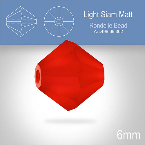 PRECIOSA Bicone MC BEAD (sluníčko) velikost 6mm. Barva LIGHT SIAM Matt. Balení 21ks .