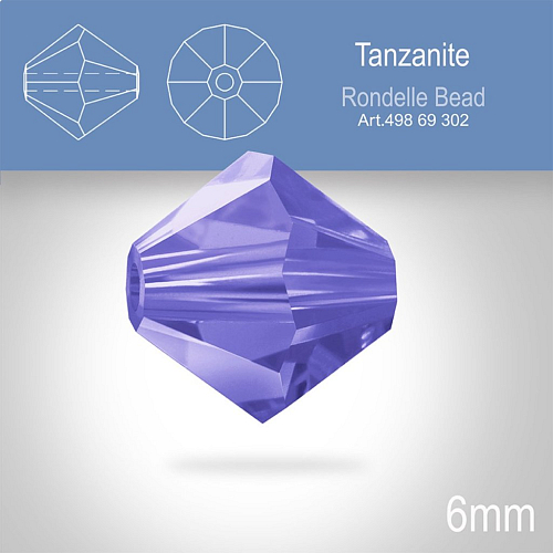 PRECIOSA Bicone MC BEAD (sluníčko) velikost 6mm. Barva  Tanzanite. Balení 21ks .