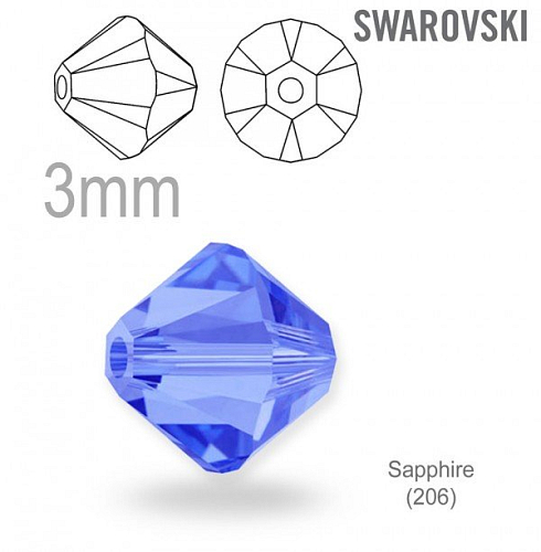 Swarovski XILION Bead 5328 barva Sapphire velikost 3mm. Balení 20Ks. 