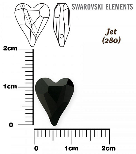 SWAROVSKI KORÁLKY 5743 Heart Bead barva JET velikost 12mm.