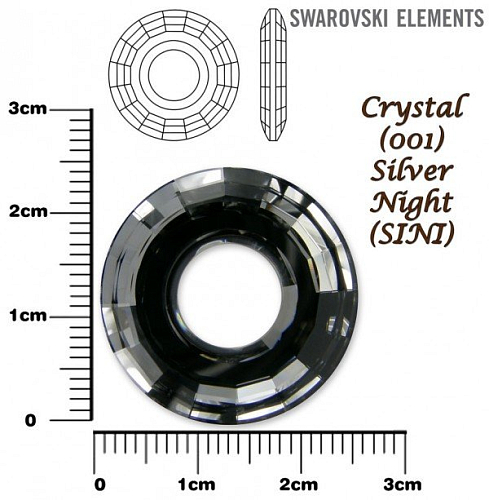 SWAROVSKI Disk Pendant 6039 barva CRYSTAL SILVER NIGHT velikost 25mm.
