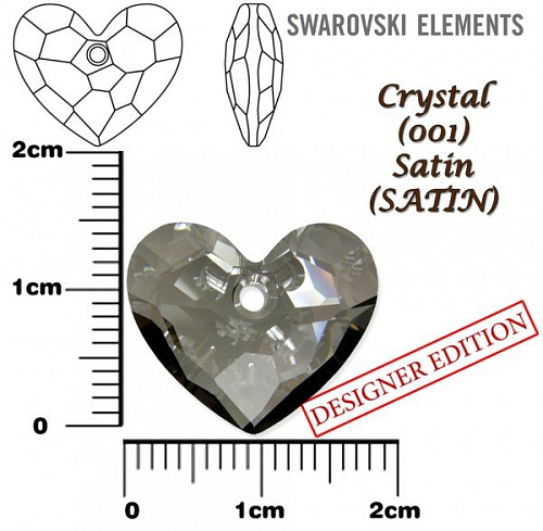 SWAROVSKI 6264 Truly in Love Heart barva CRYSTAL SATIN velikost 18mm.