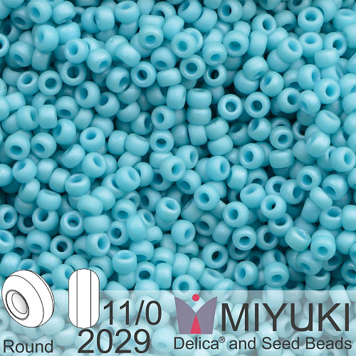 Korálky Miyuki Round 11/0. Barva 2029 Matte Opaque Turquoise Blue Luster. Balení 5g.