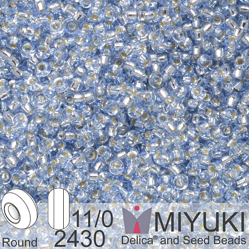 Korálky Miyuki Round 11/0. Barva 2430 Silverlined Light Sapphire. Balení 5g. 