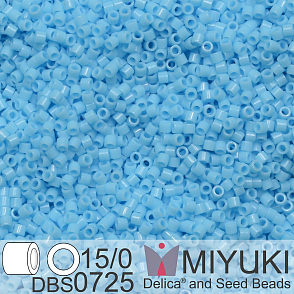 Korálky Miyuki Delica 15/0. Barva DBS 0725 Opaque Turquoise Blue. Balení 2g.
