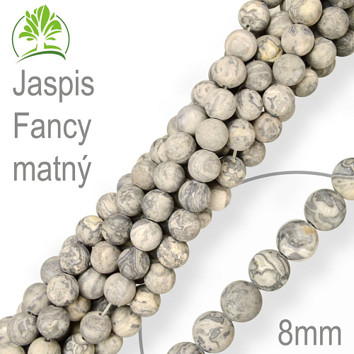 Korálky z minerálů Jaspis Fancy. matný. Velikost pr.8mm. Balení 10Ks.