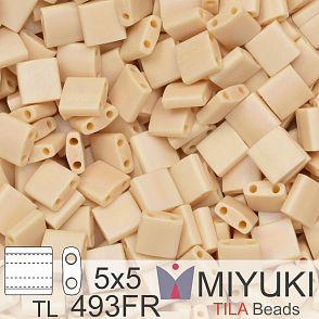 Korálky MIYUKI tvar TILA BEADS velikost 5x5mm. Barva TL 493FR Matte Opaque Pear AB. Balení 5g.