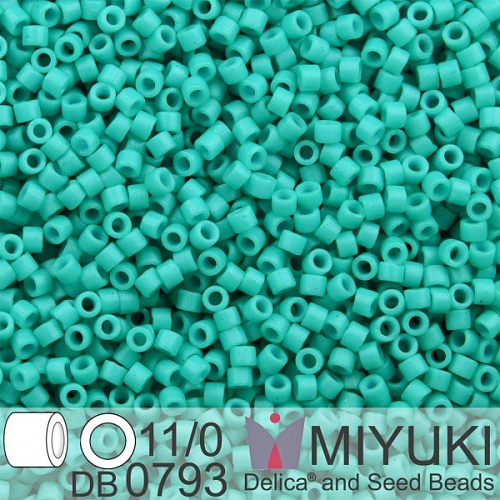 Korálky Miyuki Delica 11/0. Barva Dyed SF Op Turquoise Green DB0793. Balení 5g