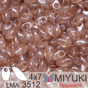 Korálky MIYUKI tvar Long MAGATAMA velikost 4x7mm. Barva LMA-3512 Transparent Blush Luster - Discontinued. Balení 5g.