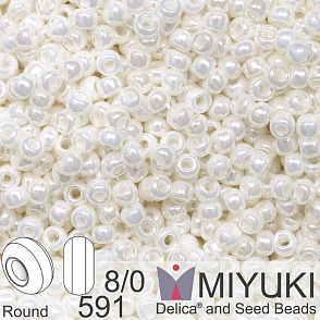 Korálky Miyuki Round 8/0. Barva 591 Ivory Pearl Ceylon. Balení 5g