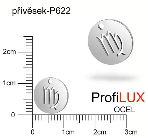 Přívěsek Chirurgická Ocel ozn-P622 Znamení Zvěrokruhu PANNA velikost 12mm tl.1.2mm. Řada přívěsků ProfiLUX.