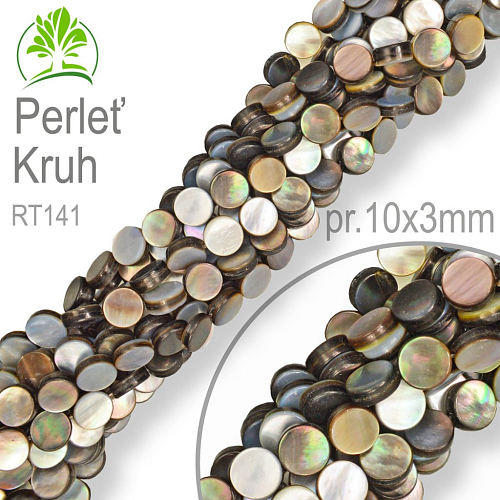 Korálky přírodní perleťové KRUH. Ozn. RT141. Velikost pr.10x3mm. Balení 40Ks.