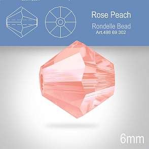 PRECIOSA Bicone MC BEAD (sluníčko) velikost 6mm. Barva ROSE PEACH. Balení 18ks .