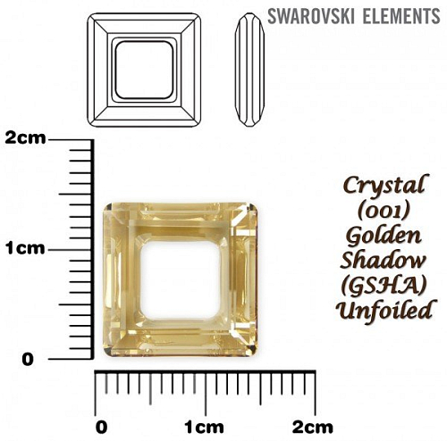 SWAROVSKI ELEMENTS Square Ring barva CRYSTAL (001) GOLDEN SHADOW (GSHA) velikost 14x14mm.