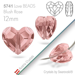 SWAROVSKI Love Beads 5741. Barva Blush Rose. Velikost 12mm