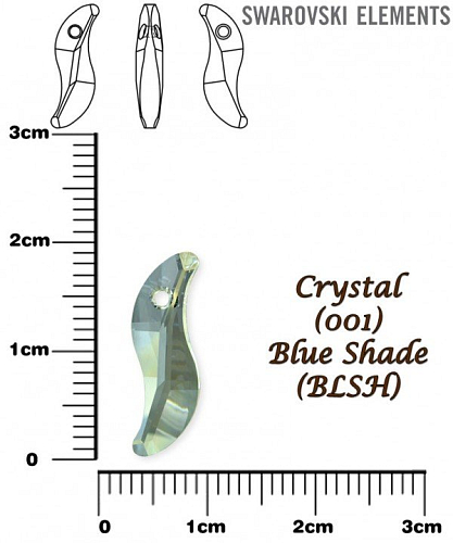 SWAROVSKI 6525 Wave Pendant barva CRYSTAL BLUE SHADE velikost 19mm.