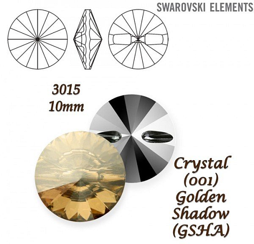 SWAROVSKI Buttons 3015 barva CRYSTAL GOLDEN SHADOW velikost 10mm.