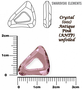 SWAROVSKI ELEMENTS Organic Cosmic Triangle 4736 barva CRYSTAL (001) ANTIQUE PINK (ANTP) velikost 14mm.