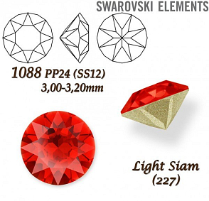 SWAROVSKI ELEMENTS 1088 XIRIUS Chaton PP24 (SS12)  3,00-3,20mm barva LIGHT SIAM (227).