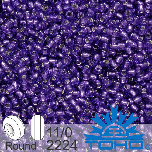 Korálky TOHO tvar ROUND (kulaté). Velikost 11/0. Barva č.2224-Silver-Lined Purple. Balení 8g.