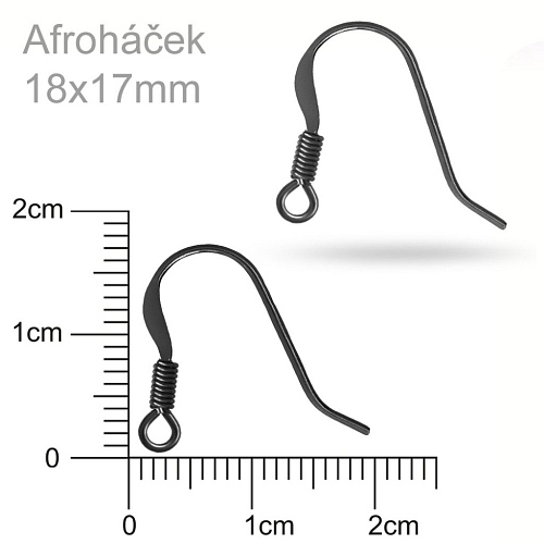 Afroháček plochý s pružinkou. Barva antracitová. Velikost 16x17mm.