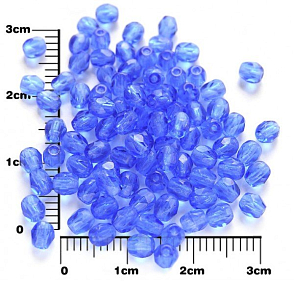 Broušené korálky barva modrá 3006  pr .4 mm 120ks v sáčku.