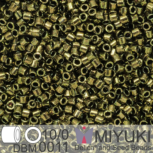 Korálky Miyuki Delica 10/0. Barva Metallic Olive DBM0011. Balení 5g.