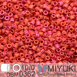 Korálky Miyuki Delica 10/0. Barva Matte Op Red Luster DBM0362. Balení 5g.