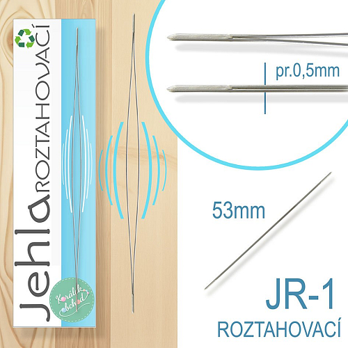 Jehla ROZTAHOVACÍ ozn.-JR-1. Délka 53mm. Průměr 0,5mm.