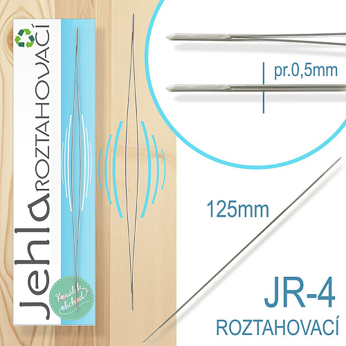 Jehla ROZTAHOVACÍ ozn.-JR-4. Délka 125mm. Průměr 0,5mm.