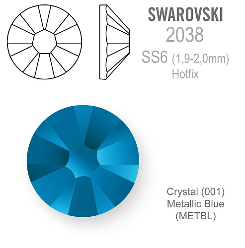 SWAROVSKI xilion rose HOT-FIX velikost SS6 barva CRYSTAL METALLIC BLUE