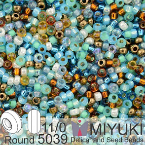 Korálky Miyuki Round 11/0. Barva Surf and Sand Mix 5039. Balení 5g.