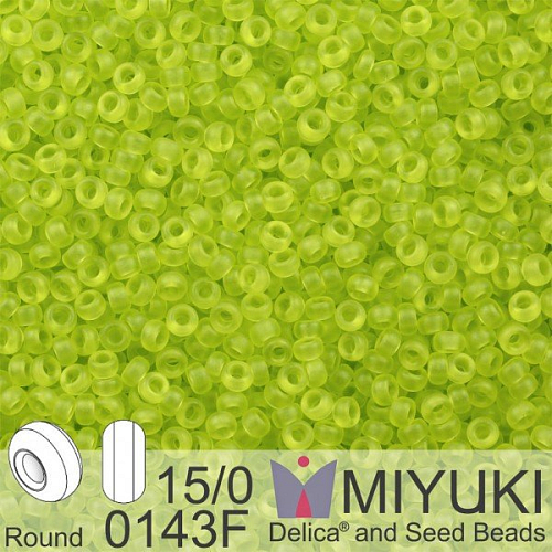 Korálky Miyuki Round 15/0. Barva 0143F Matte Tr Chartreuse. Balení 5g