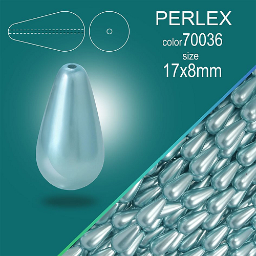 Voskované korálky PERLEX tvar Kapka velikost 17x8mm balení 10ks. Color 70036 sv. Modrá