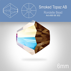 PRECIOSA Bicone MC BEAD (sluníčko) velikost 6mm. Barva Smoked Topaz AB. Balení 18ks .