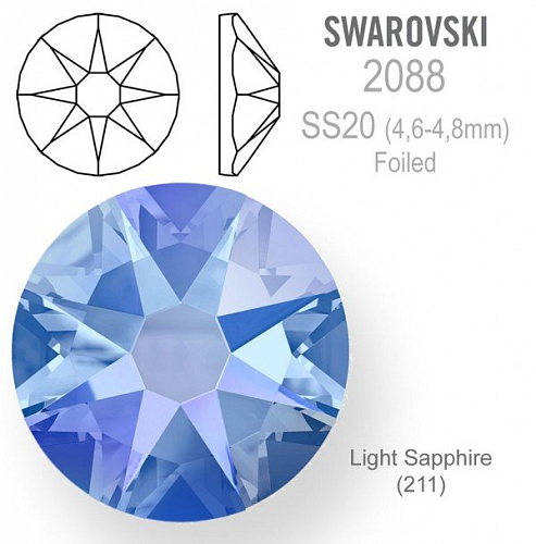 SWAROVSKI 2088 XIRIUS FOILED velikost SS20 barva Lipht Sapphire