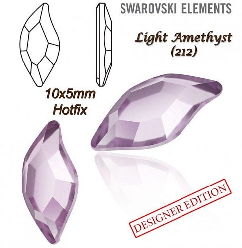 SWAROVSKI HOT-FIX 2797 tvar DIAMOND LEAF FB velikost 10x5mm barva LIGHT AMETHYST 