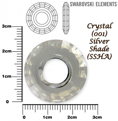 SWAROVSKI Disk Pendant 6039 barva CRYSTAL (001) SILVER SHADE (SSHA) velikost 25mm.