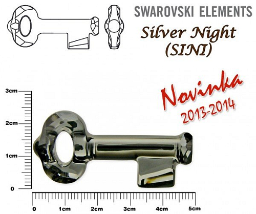 SWAROVSKI KEY Pendant 6919 barva SILVER NIGHT velikost 50mm.