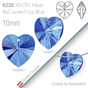 Swarovski XILION Heart 6228. Barva ReCreated Ice Blue. Velikost 10mm