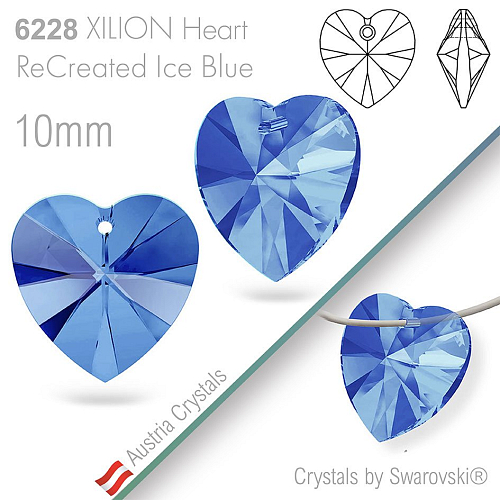 Swarovski XILION Heart 6228. Barva ReCreated Ice Blue. Velikost 10mm