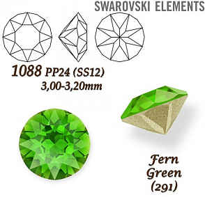 SWAROVSKI ELEMENTS 1088 XIRIUS Chaton PP24 (SS12) 3,00-3,20mm barva Fern Green (291). 