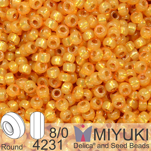 Korálky Miyuki Round 8/0. Barva 4231 Duracoat Silverlined Dyed Golden Flax. Balení 5g